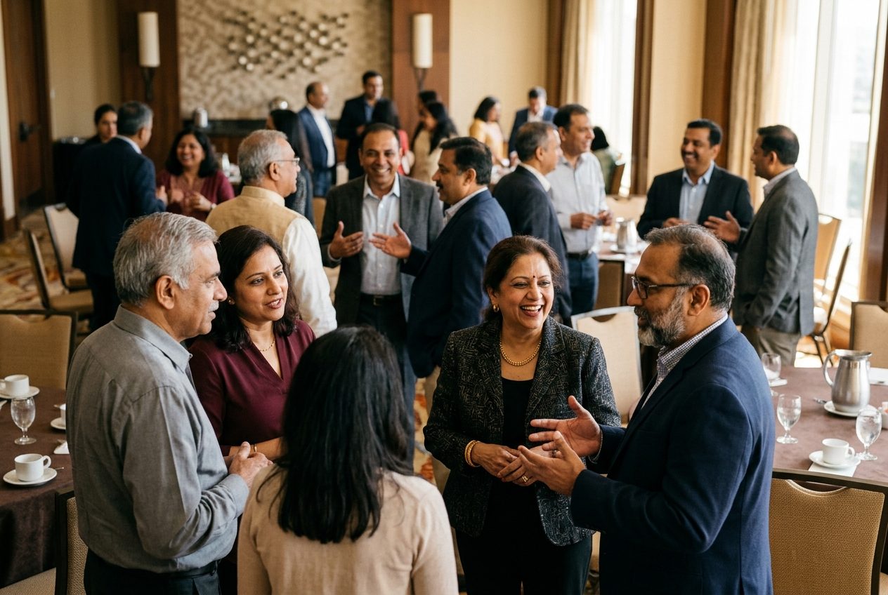 Hotel owners gathered at a community meetup